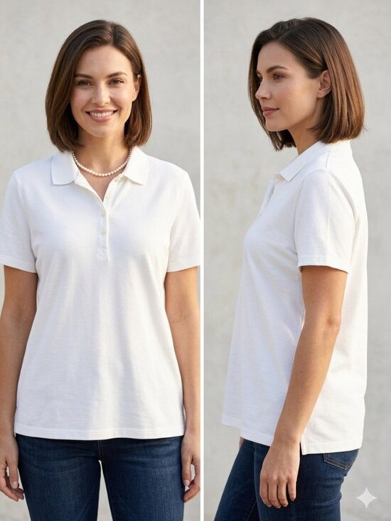 St. John's Bay Tops - NEW St. John's Bay Classic Women's White 4 Button Polo Shirt - Size XL
